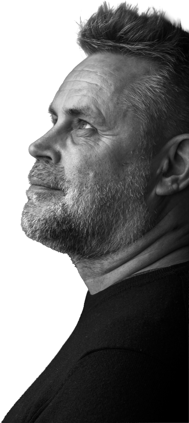 Jens Ørnsholt, profilportræt i sort/hvid